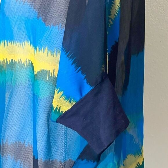 Express Blouse Women S Blue Sheer Top Work Business Casual Office Artsy Teacher - Picture 5 of 12